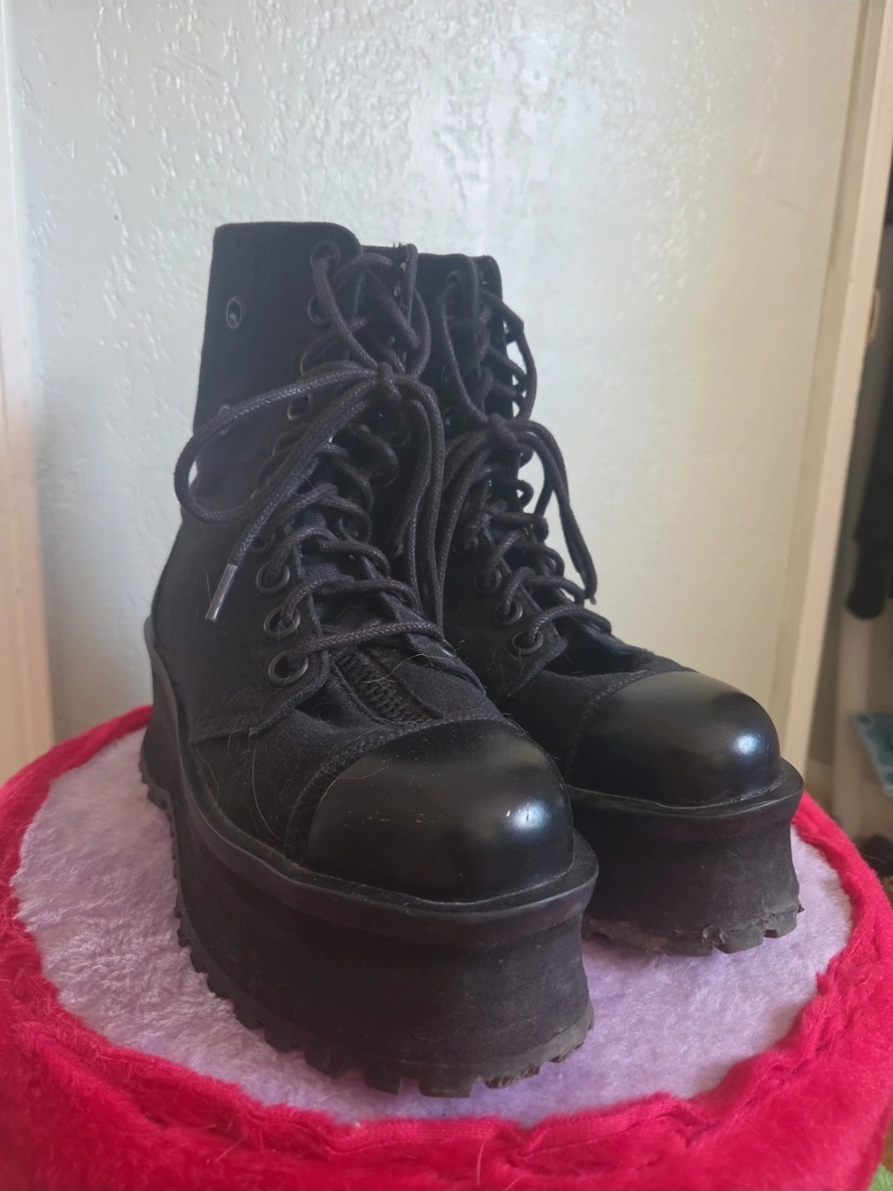 Demonia Canvas Platform Boots